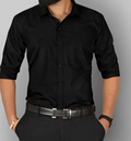 Men Regular Fit Solid Formal Shirt Black