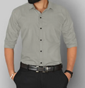 Men Regular Fit Solid Formal Shirt Gray